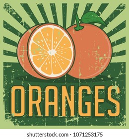 Orange Oranges Vintage Retro Signage Vector