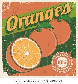 Orange Oranges Vintage Retro Signage Vector