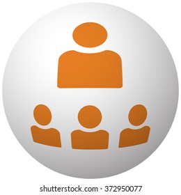 Orange Organization icon on sphere isolated on white background