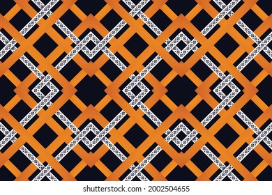 Orange oriental ethnic seamless pattern traditional background Design for carpet,wallpaper,clothing,wrapping,batik,fabric,Vector illustration embroidery style.