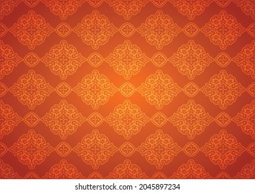 Orange oriental vintage background with Indo-Persian ornaments. Royal, luxurious wallpaper. Autumn vector illustration for covers, postcards, ads, leaflets, labels, posters, banners and invitations