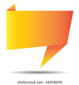 Orange Origami Banner isolated on white background. Colorful pop art banners template.