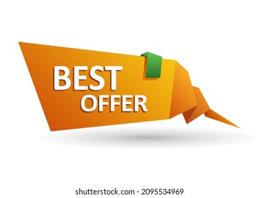 Orange origami banner for your text. Vector design elements.