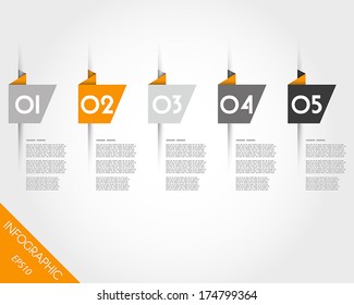 orange origami oblique stickers. infographic concept.