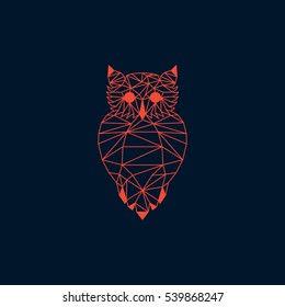Orange origami owl vector design with dark blue background