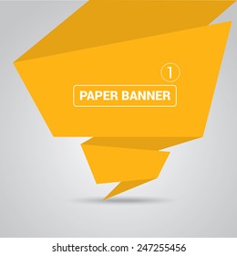 orange origami paper speech bubble or web banner .vector illustration