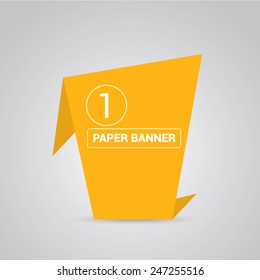 orange origami paper speech bubble or web banner .vector illustration