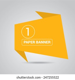 orange origami paper speech bubble or web banner .vector illustration