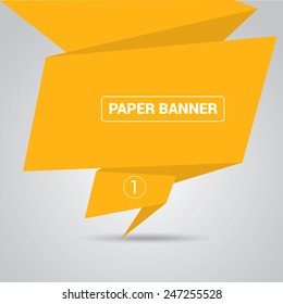 orange origami paper speech bubble or web banner .vector illustration