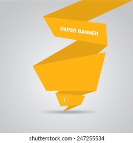 orange origami paper speech bubble or web banner .vector illustration