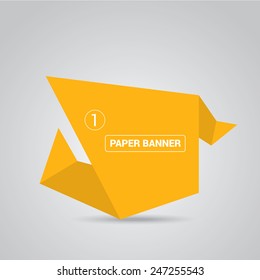 orange origami paper speech bubble or web banner .vector illustration