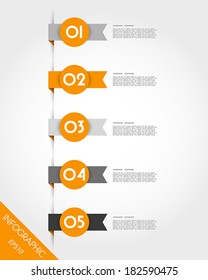 orange origami ribbon with circle. infographic concept.