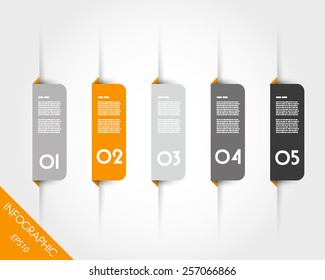 orange origami rounded square bookmarks. infographic concept.