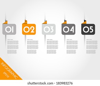 pegatinas cuadradas redondeadas de origami naranja. concepto infográfico.