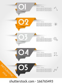 orange origami stickers. infographic concept.