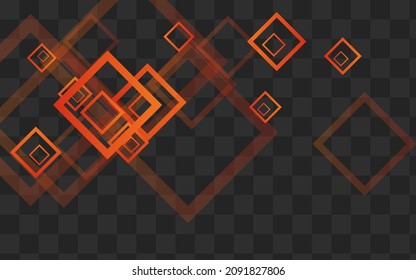 Orange Ornament Abstract Vector Transparent Background. Concept Tile Frame. Light Modern Backdrop. Yellow 3d Template.