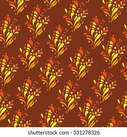Orange ornament - seamless pattern - dudling style - Vector Illustration