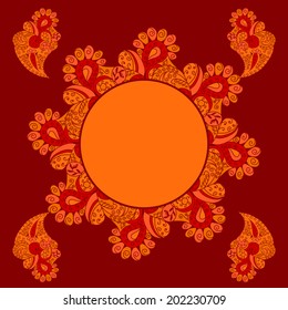 orange ornament with space for inscription on a red background vector