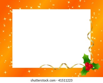 Orange ornamental christmas frame. Christmas Background. Vector illustration.