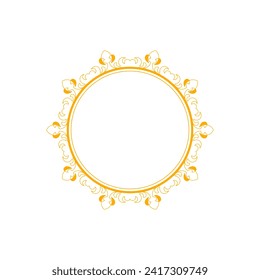 Patrón circular ornamental naranja sobre fondo blanco. Diseño de plantilla de tarjeta. Marco vectorial decorativo.