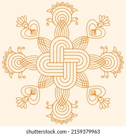 An orange ornamental pattern isolated on white background