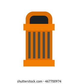 Orange outdoor bin icon in flat style on a white background