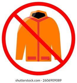 Orange outerwear is crossed out with a red circle indicating a ban or prohibition Perfect for safety and regulation communications
