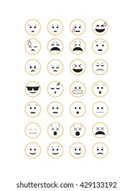 Orange outline emoticon vector. Emoji vector. Smile icon set.  Emoticon icon web - stock vector.