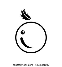 Orange. Outline Icon. Fruit Logo. Black and White. For Logo,Icon,Symbol and Sign
