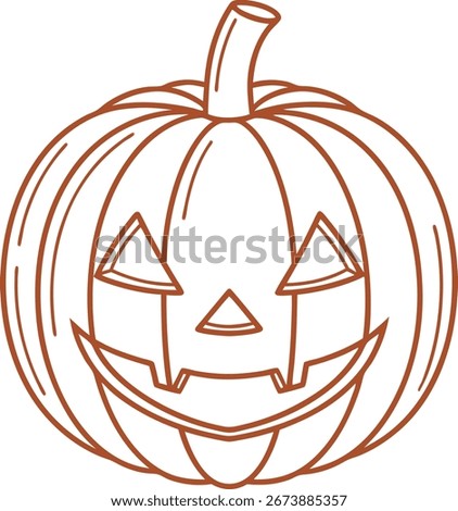 Orange outline jack o lantern with carved face Pixel halloween pumpkin
