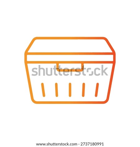 Orange outlined cooler box icon with bold lines and minimalist design isolated on white background modern and clean style for food storage concept