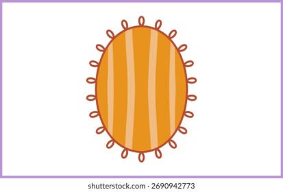 Clipart de Vector con marco de borde a rayas ovalado naranja