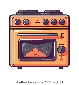 Orange oven design over white