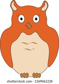 orange owl cute animal vector illustration