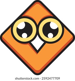 Orange owl icon with minimalist and modern design. Flat style, perfect for logos, apps or other graphic elements. Vector format with clean details and balanced proportions.