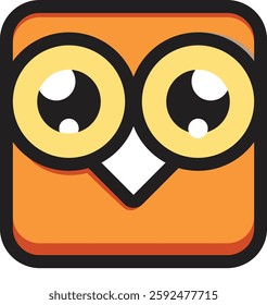 Orange owl icon with minimalist and modern design. Flat style, perfect for logos, apps or other graphic elements. Vector format with clean details and balanced proportions.