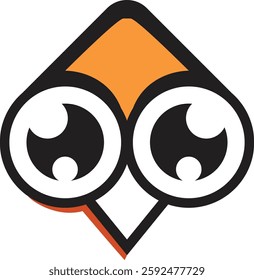 Orange owl icon with minimalist and modern design. Flat style, perfect for logos, apps or other graphic elements. Vector format with clean details and balanced proportions.