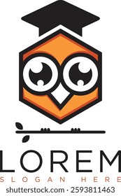 Orange owl logo with modern and minimalist design represents creativity, energy and warmth. Suitable for branding, business education, technology or security