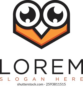 Orange owl logo with modern and minimalist design represents creativity, energy and warmth. Suitable for branding, business education, technology or security