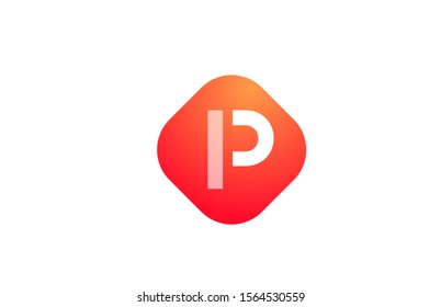 orange P white icon alphabet letter logo shape for business design. Logotype concept