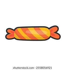 orange pack candy with outline in flat vector design.