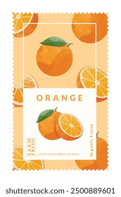 Orange packaging design templates, watercolour style vector illustration.