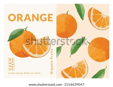 Orange packaging design templates, watercolour style vector illustration.	
