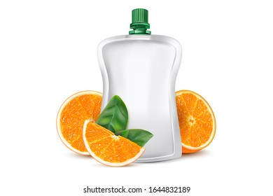 Orange packaging mock up isolated on white background. Realistic vector 3D illustration.