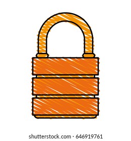 Orange padlock isolated