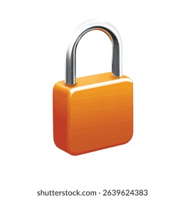 Orange padlock security icon digital asset graphic