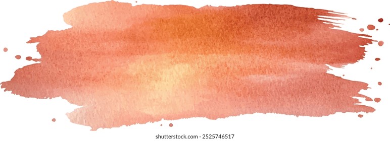 Orange paint artistic dry brush stroke. Watercolor acrylic hand painted backdrop for print, web design and banners. Realistic vector background texture