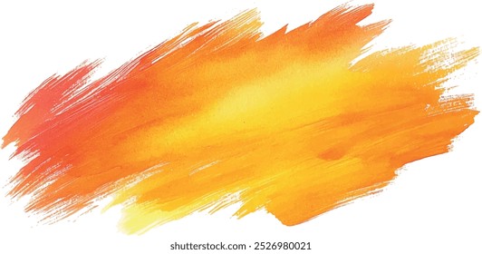 Orange paint artistic dry brush stroke. Watercolor acrylic hand painted backdrop for print, web design and banners. Realistic vector background texture