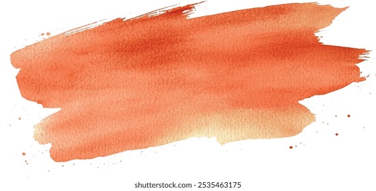 Orange paint artistic dry brush stroke. Watercolor acrylic hand painted backdrop for print, web design and banners. Realistic vector background texture