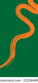 Pincel de tinta laranja com cartaz de plano de fundo verde